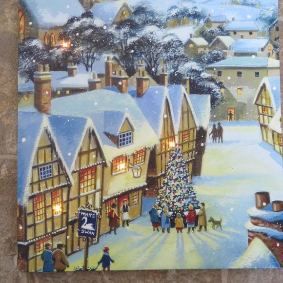 LED CANVAS XMAS WINTER VILLAGE PICTURE 16X12 (K30) - Picture 1 of 5